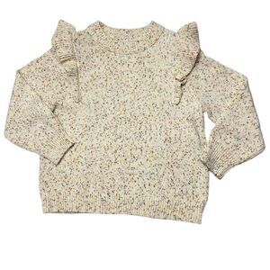 Universal Thread Confetti Ruffle Crew Neck Pullover Sweater Ivory Women's Sz 2X